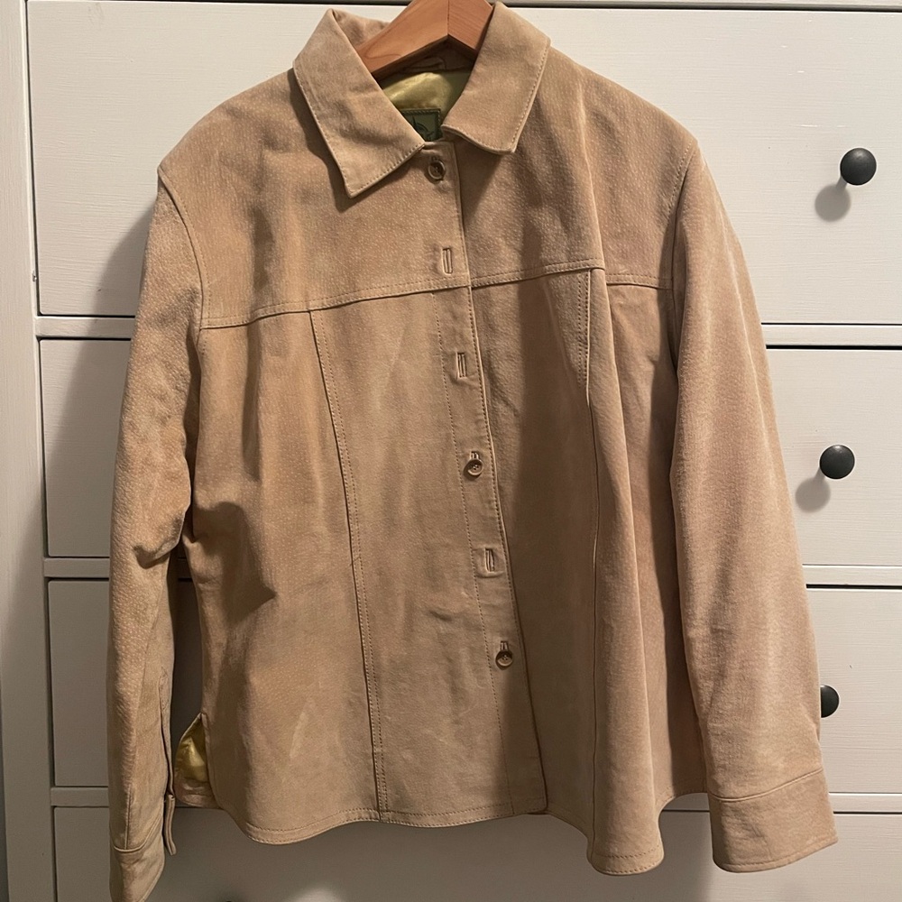 AMI Cream Suede Leather button up jacket
